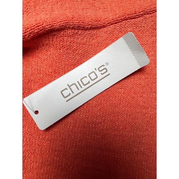 NEW Chico’s Coral Knit Sweater Size 1/M  Pullover 3/4 Sleeve Relaxed Fit Top - Picture 4 of 12